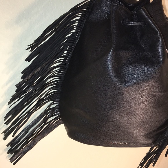 Victoria’s Secret Black Fringe Drawstring Backpack - Picture 4 of 16